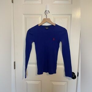 Ralph Lauren Sport Vintage Long Sleeve Crewneck T-Shirt in Royal Blue Size XS